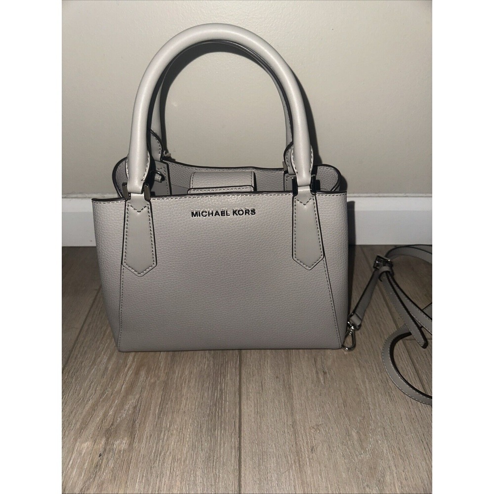 NWOT Michael Kors - Small Leather - Pearl Gray - Kimberly -  Satchel Hand Bag‎